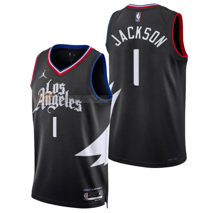 maillot reggie jackson los angeles clippers de 1 homme noir statement edition 2023