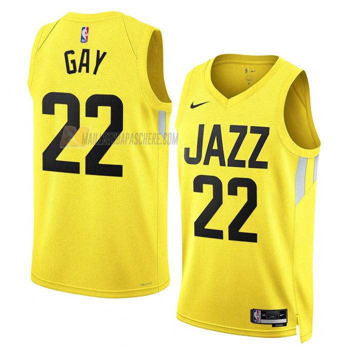 maillot rudy gay utah jazz de 22 homme jaune icon edition 2023