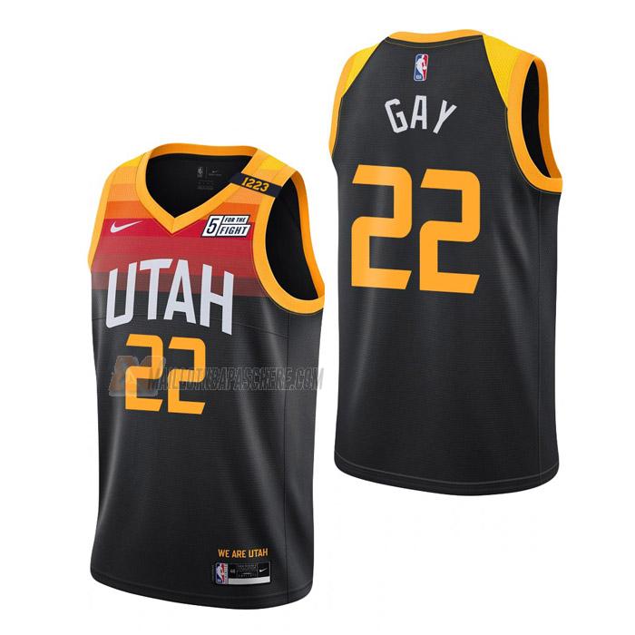 maillot rudy gay utah jazz de 22 homme noir city edition 2022