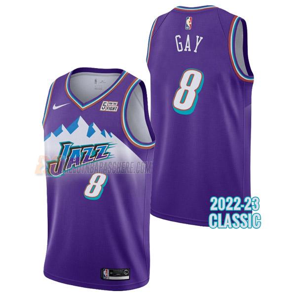 maillot rudy gay utah jazz de 8 homme mauve classic edition 2023