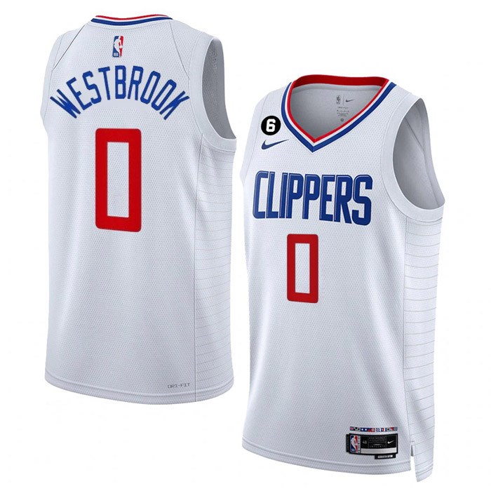 maillot russell westbrook los angeles clippers de 0 homme blanc association edition 2023