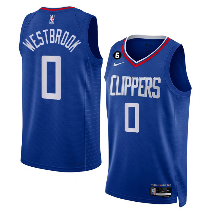 maillot russell westbrook los angeles clippers de 0 homme bleu icon edition 2023