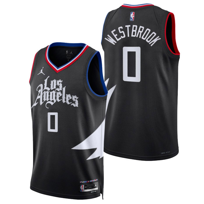 maillot russell westbrook los angeles clippers de 0 homme noir statement edition 2023