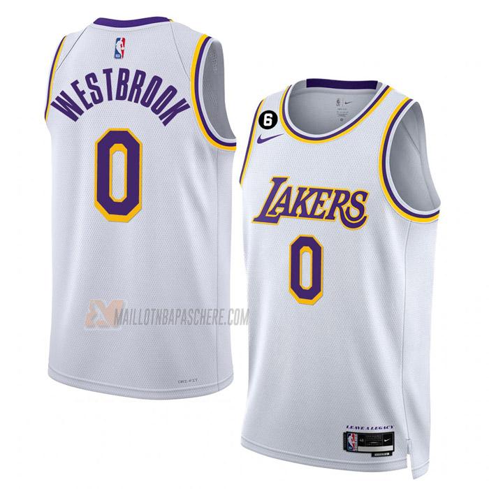 maillot russell westbrook los angeles lakers de 0 homme blanc association edition 2023