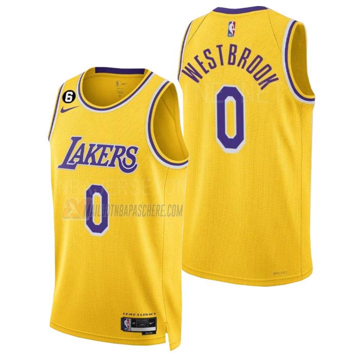 maillot russell westbrook los angeles lakers de 0 homme jaune icon edition 2023