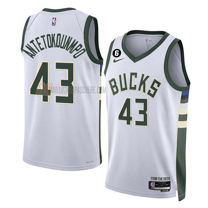 maillot sandro mamukelashvili milwaukee bucks de 43 homme blanc association edition 2023