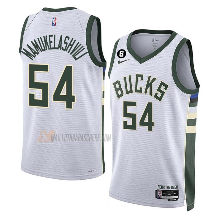 maillot sandro mamukelashvili milwaukee bucks de 54 homme blanc association edition 2023