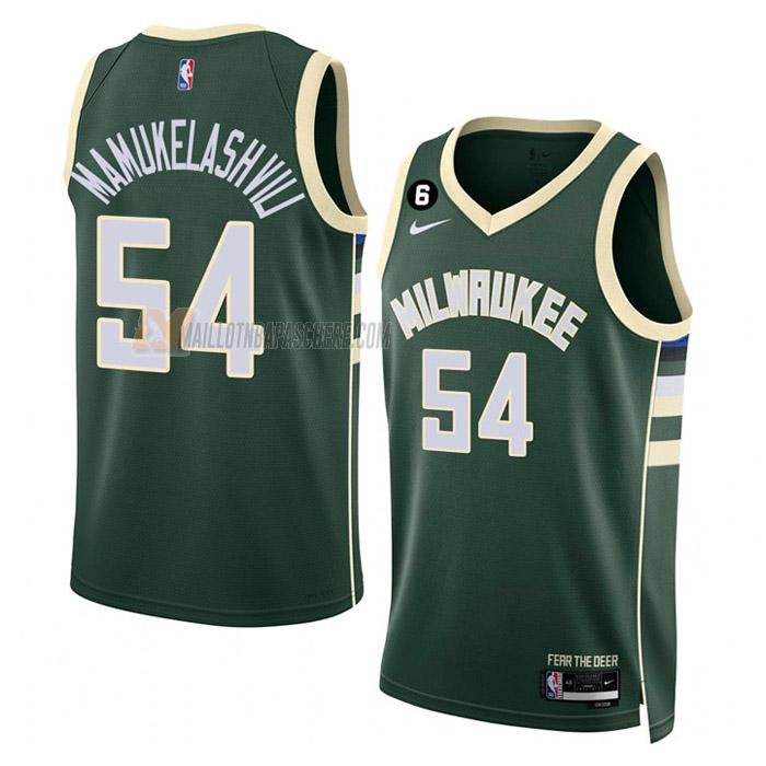 maillot sandro mamukelashvili milwaukee bucks de 54 homme vert icon edition 2023