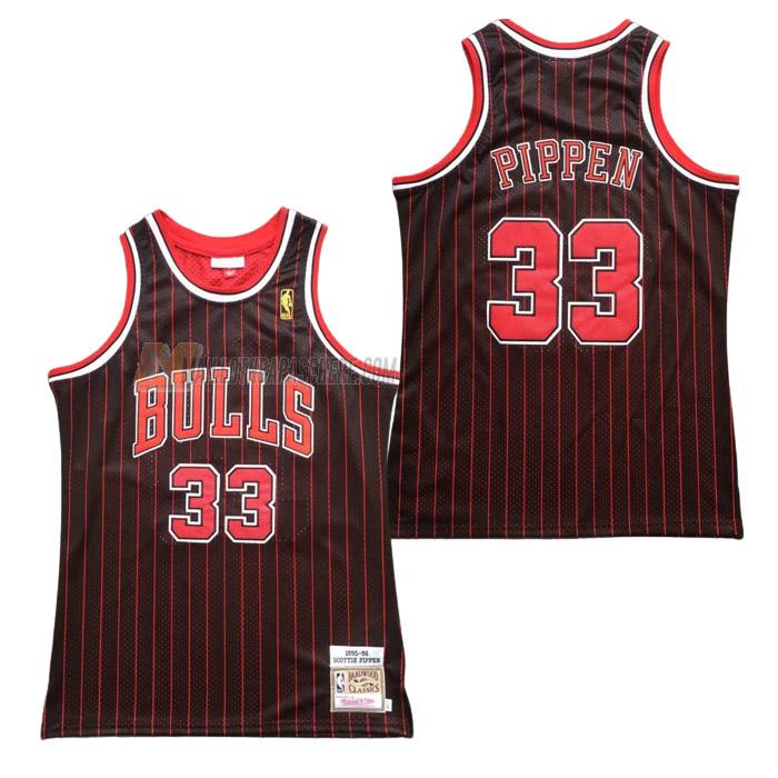 maillot scottie pippen chicago bulls de 33 homme noir rayures verticales