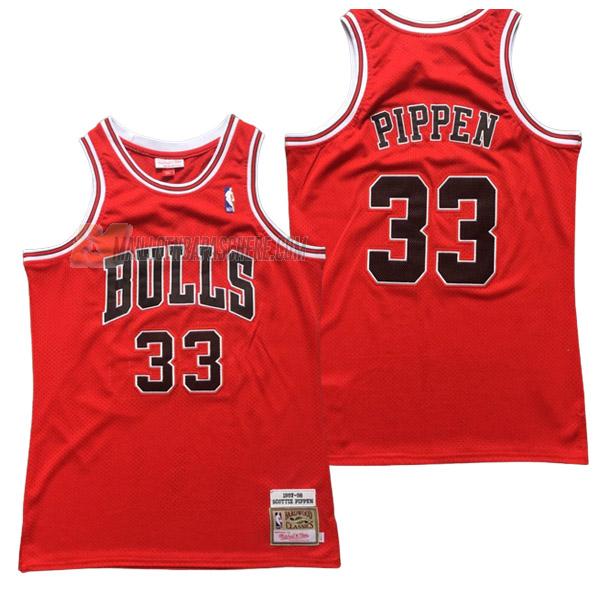 maillot scottie pippen chicago bulls de 33 homme rouge retro