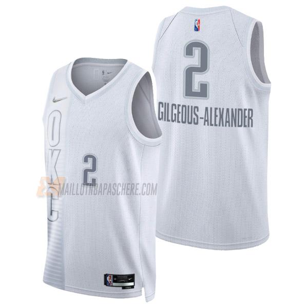 maillot shai gilgeous-alexander oklahoma city thunder de 2 homme blanc city edition 2022