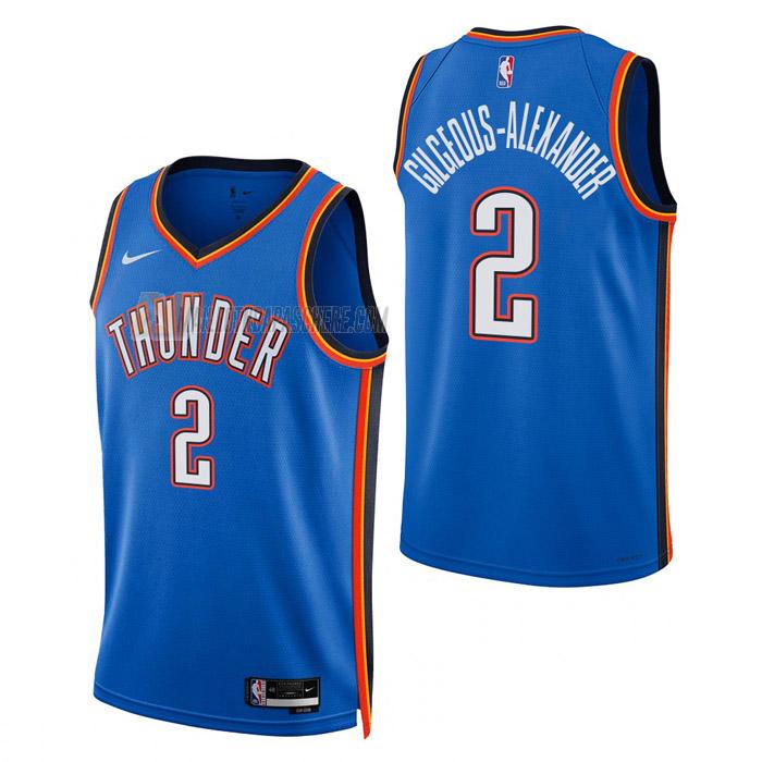 maillot shai gilgeous-alexander oklahoma city thunder de 2 homme bleu icon edition 2023