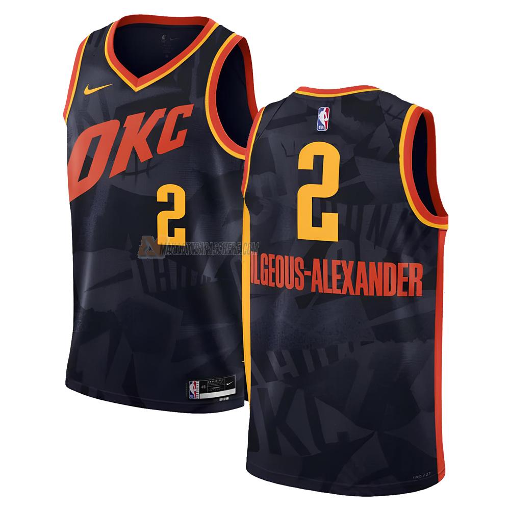 maillot shai gilgeous-alexander oklahoma city thunder de 2 homme noir city edition 2023-24