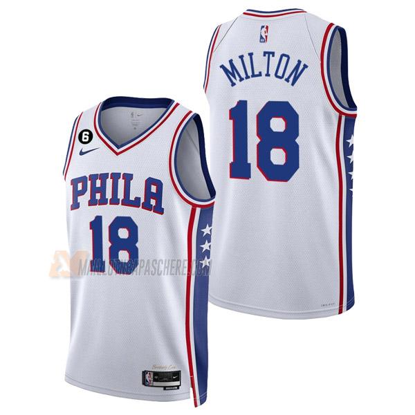 maillot shake milton philadelphia 76ers de 18 homme blanc association edition 2023