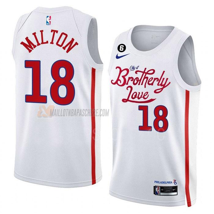 maillot shake milton philadelphia 76ers de 18 homme blanc city edition 2023