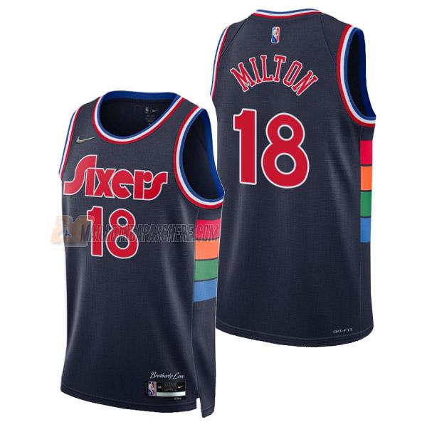 maillot shake milton philadelphia 76ers de 18 homme bleu marine city edition 2022