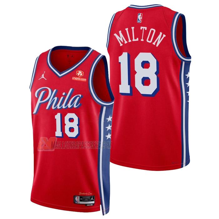 maillot shake milton philadelphia 76ers de 18 homme rouge statement edition 2023