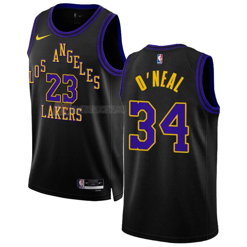 maillot shaquille o'neal los angeles lakers de 34 homme noir city edition 2023-24