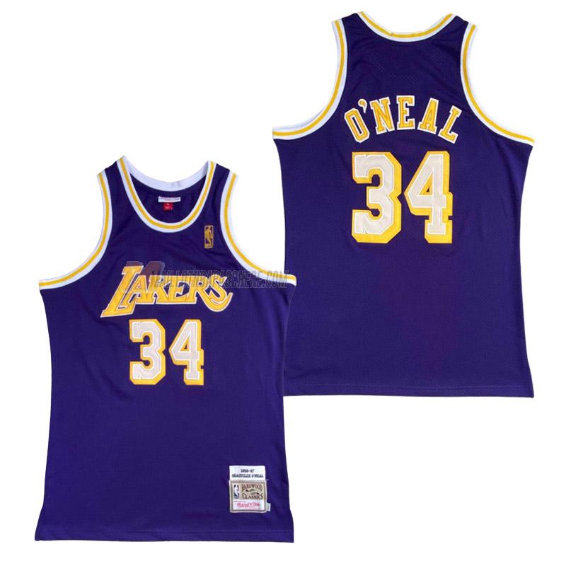 maillot shaquille o'neal los angeles lakers de 34 homme violet retro