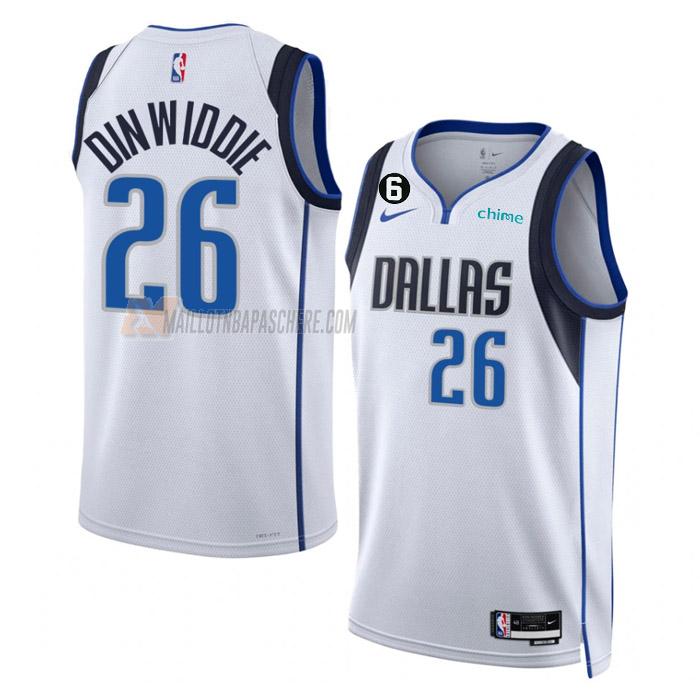 maillot spencer dinwiddie dallas mavericks de 26 homme blanc association edition 2023