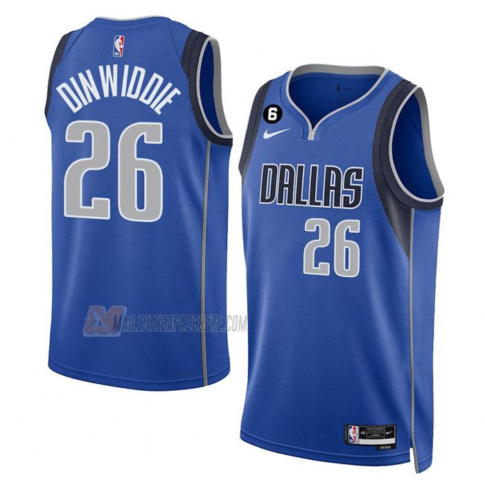 maillot spencer dinwiddie dallas mavericks de 26 homme bleu icon edition 2023