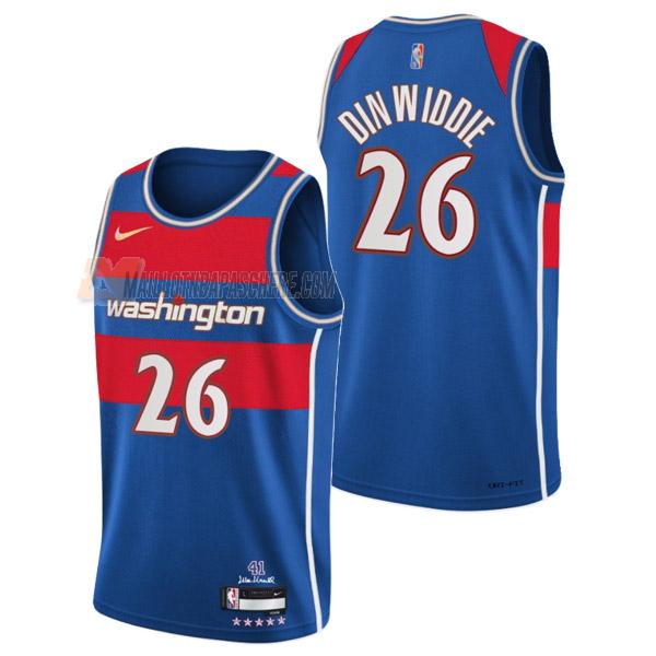 maillot spencer dinwiddie washington wizards de 26 homme bleu city edition 2022