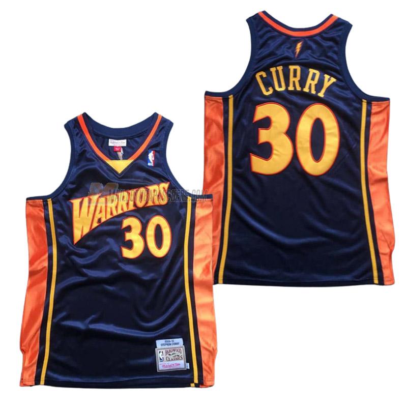 maillot stephen curry golden state warriors de 30 homme bleu marine retro