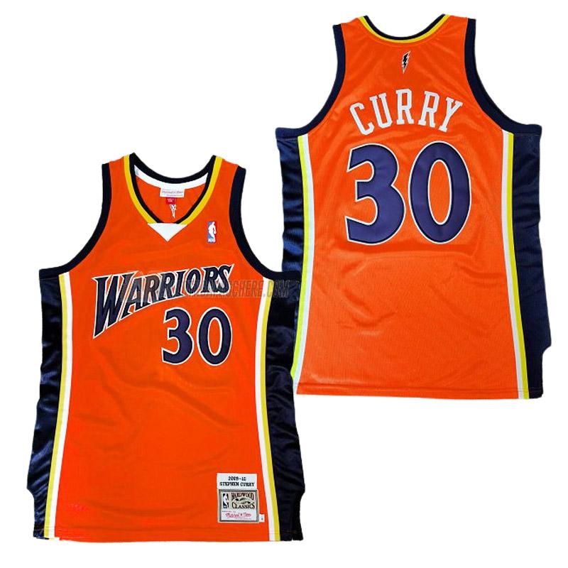 maillot stephen curry golden state warriors de 30 homme orange retro