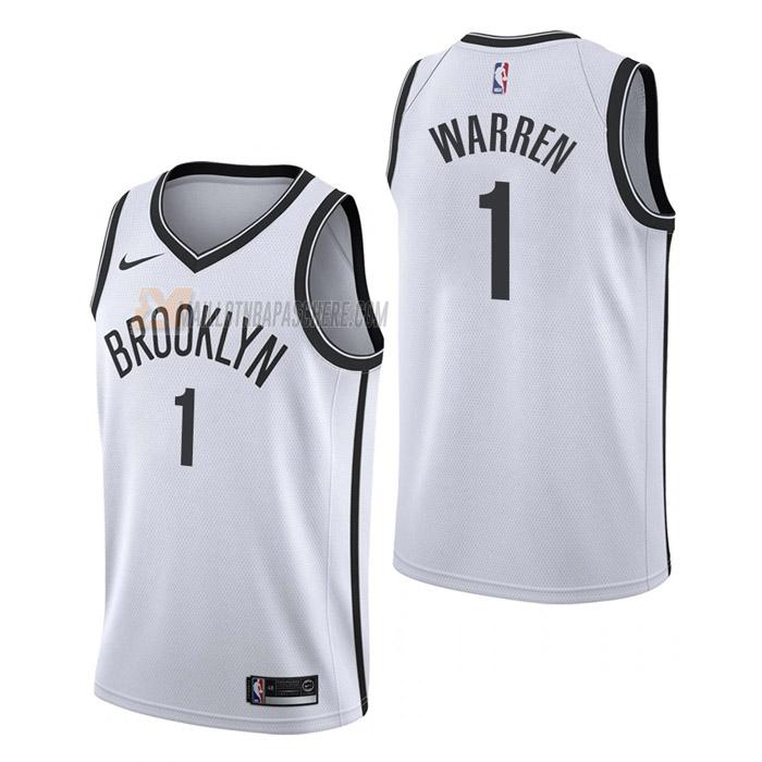 maillot t.j. warren brooklyn nets de 1 homme blanc association edition 2023