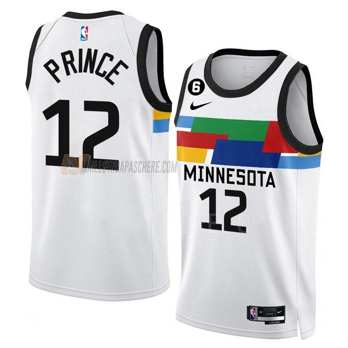 maillot taurean prince minnesota timberwolves de 12 homme blanc city edition 2023