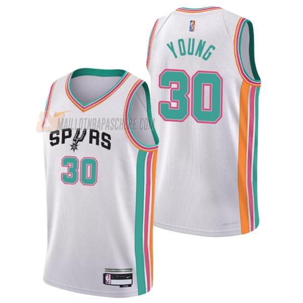 maillot thaddeus young san antonio spurs de 30 homme blanc city edition 2022