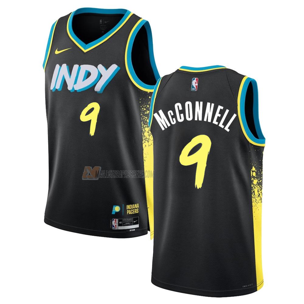 maillot tj mcconnell indiana pacers de 9 homme noir city edition 2023-24