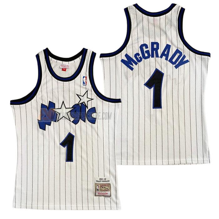 maillot tracy mcgrady orlando magic de 1 homme blanc rayures verticales