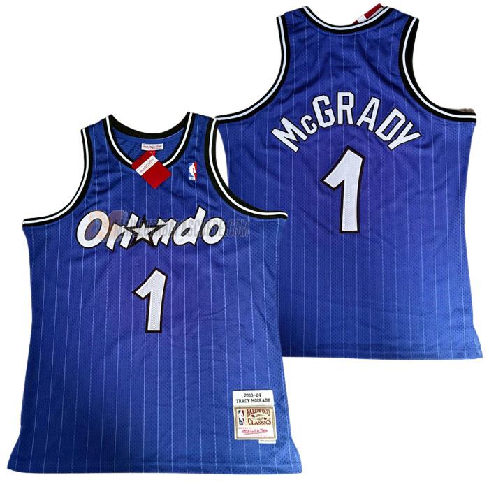 maillot tracy mcgrady orlando magic de 1 homme bleu rayures verticales