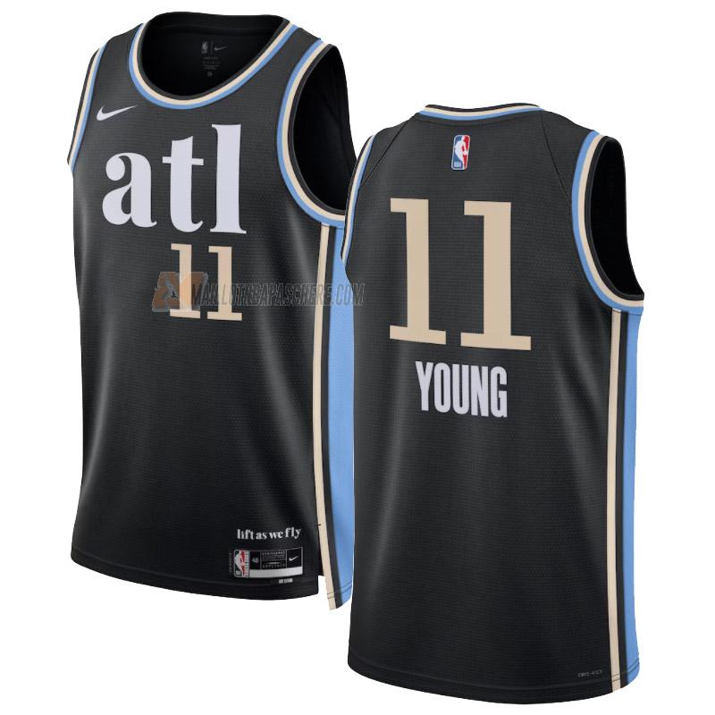 maillot trae young atlanta hawks de 11 homme noir city edition 2023-24