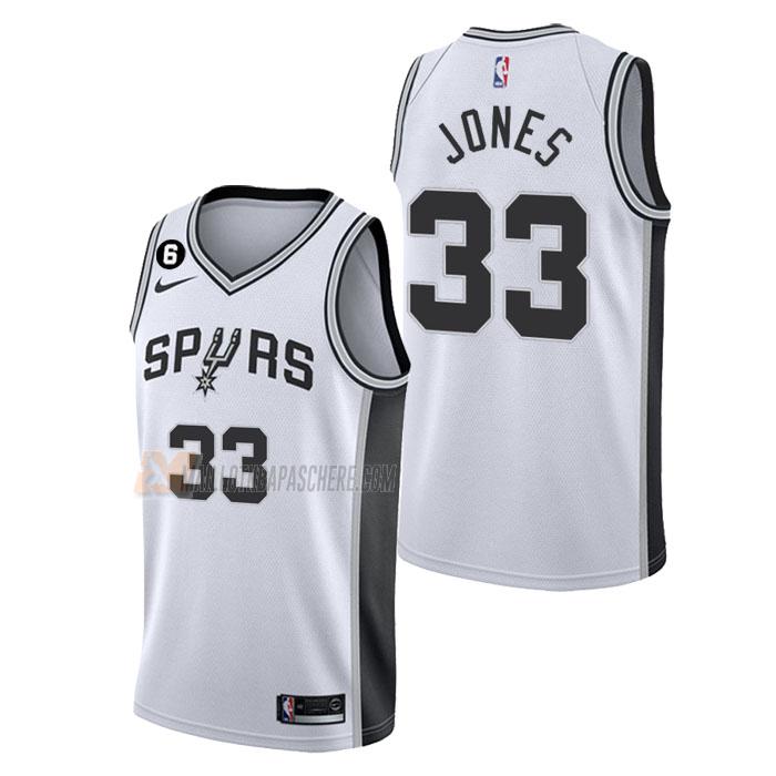 maillot tre jones san antonio spurs de 33 homme blanc association edition 2023