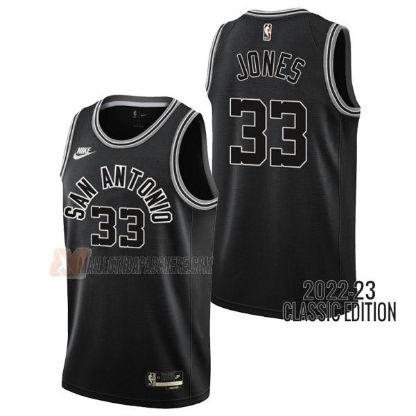 maillot tre jones san antonio spurs de 33 homme noir classic edition 2023