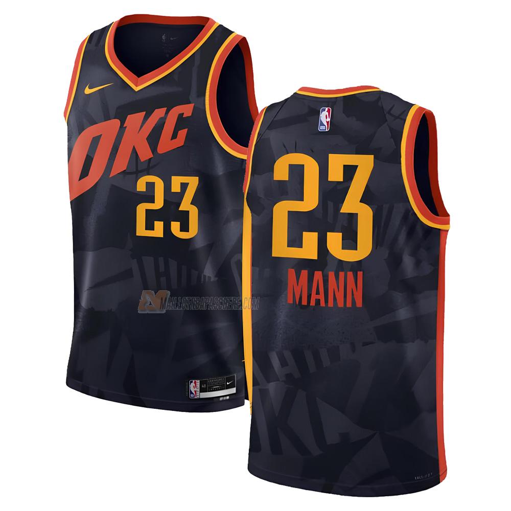 maillot tre mann oklahoma city thunder de 23 homme noir city edition 2023-24