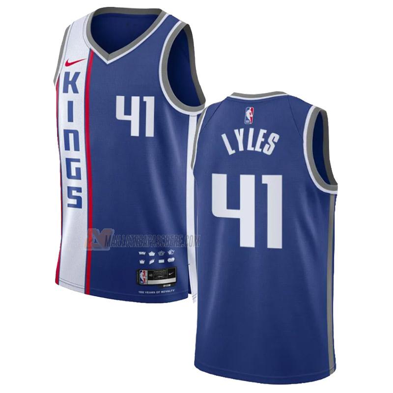 maillot trey lyles sacramento kings de 41 homme bleu city edition 2023-24