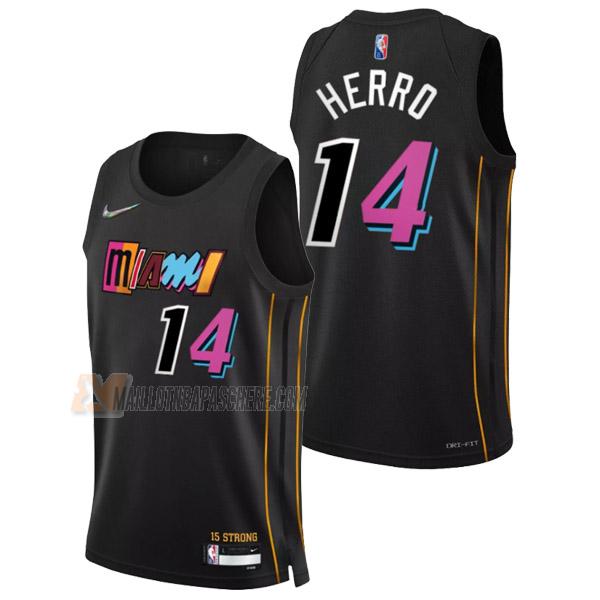 maillot tyler herro miami heat de 14 homme noir city edition 2022