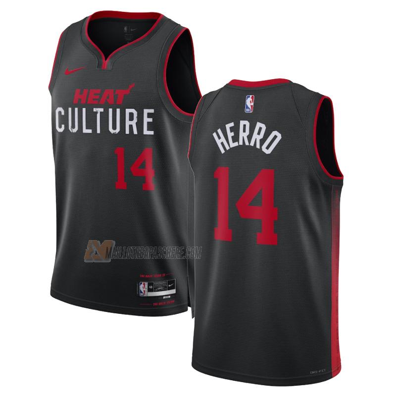 maillot tyler herro miami heat de 14 homme noir city edition 2023-24