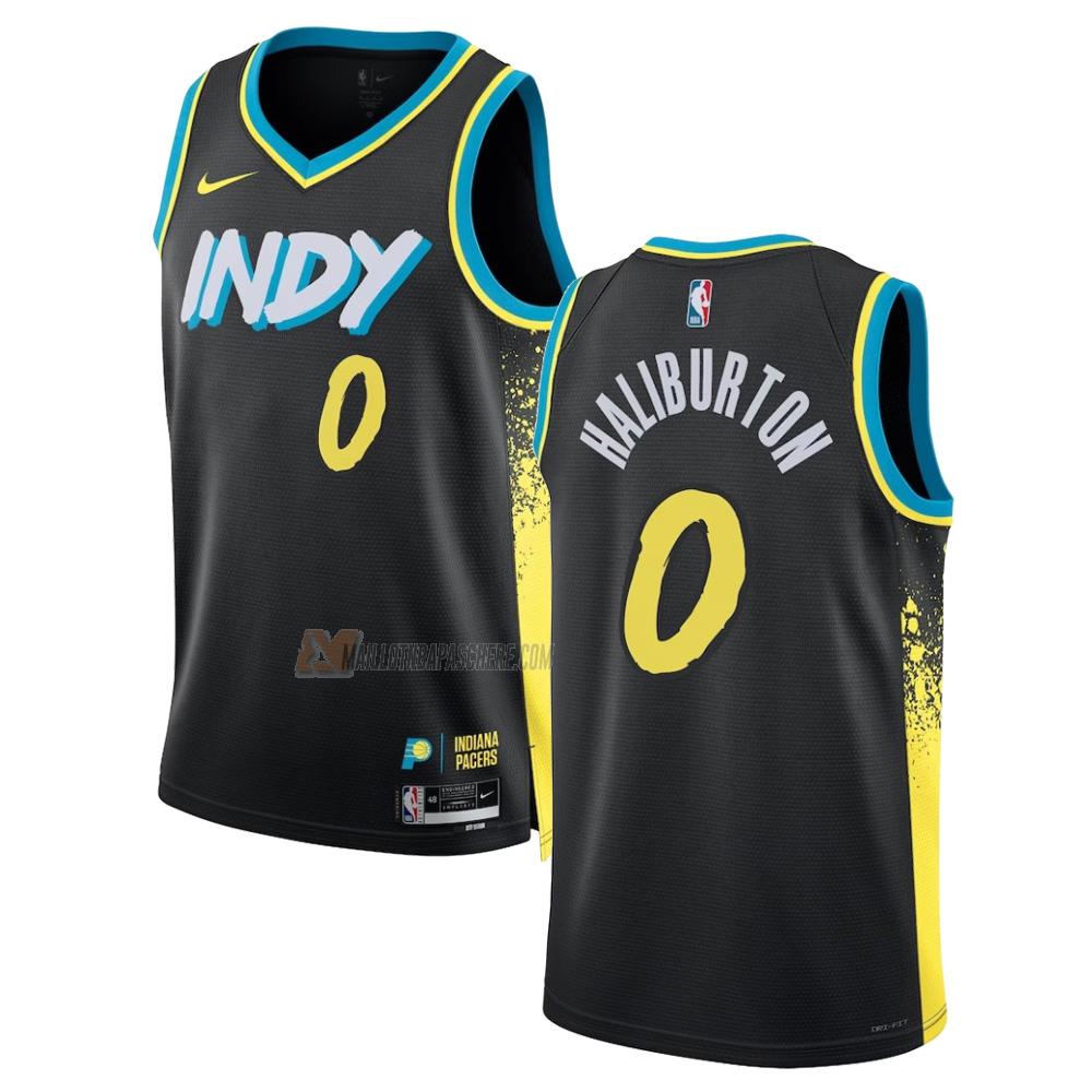 maillot tyrese haliburton indiana pacers de 0 homme noir city edition 2023-24