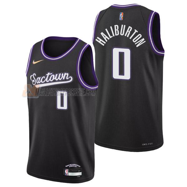 maillot tyrese haliburton sacramento kings de 0 homme noir city edition 2022