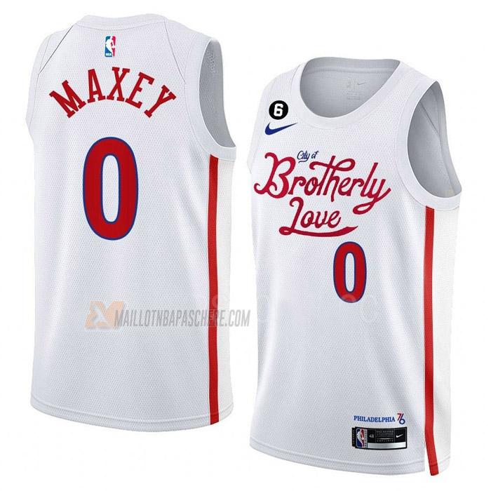 maillot tyrese maxey philadelphia 76ers de 0 homme blanc city edition 2023