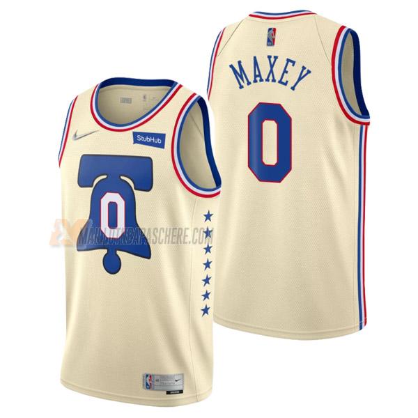 maillot tyrese maxey philadelphia 76ers de 0 homme crème earned edition 2021