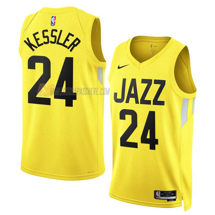 maillot walker kessler utah jazz de 24 homme jaune icon edition 2023