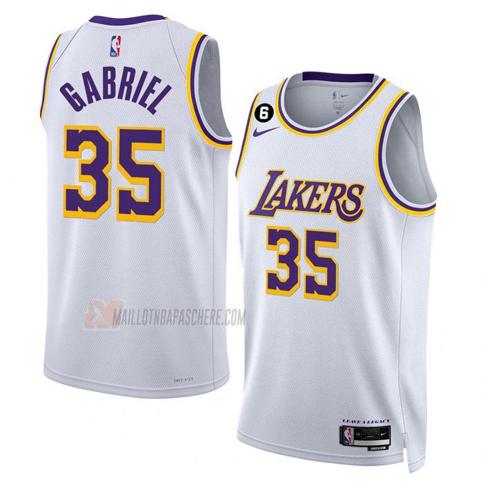 maillot wenyen gabriel los angeles lakers de 35 homme blanc association edition 2023