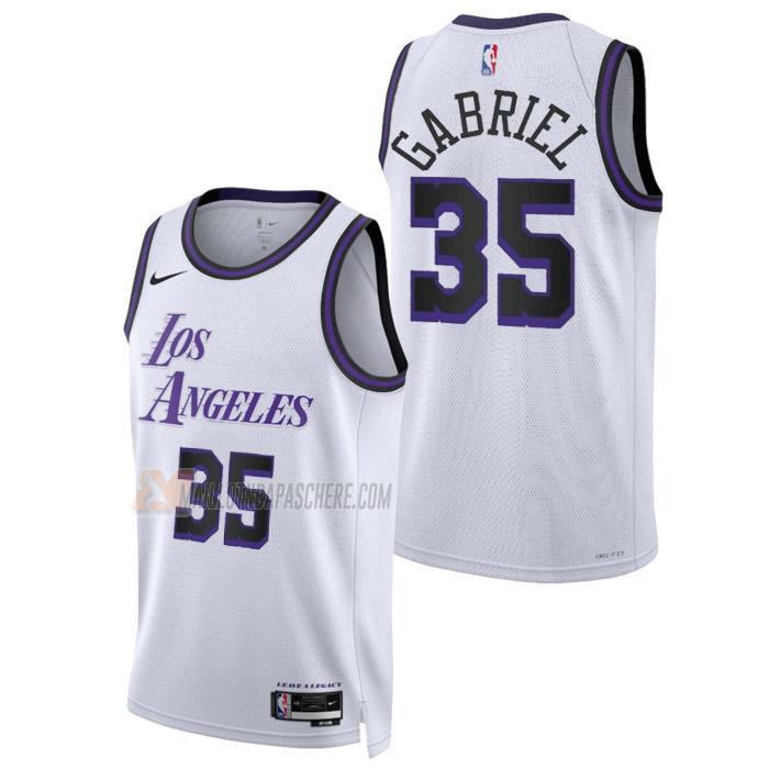 maillot wenyen gabriel los angeles lakers de 35 homme blanc city edition 2023