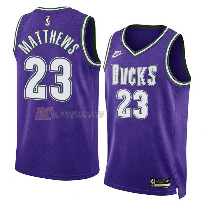 maillot wesley matthews milwaukee bucks de 23 homme mauve classic edition 2023