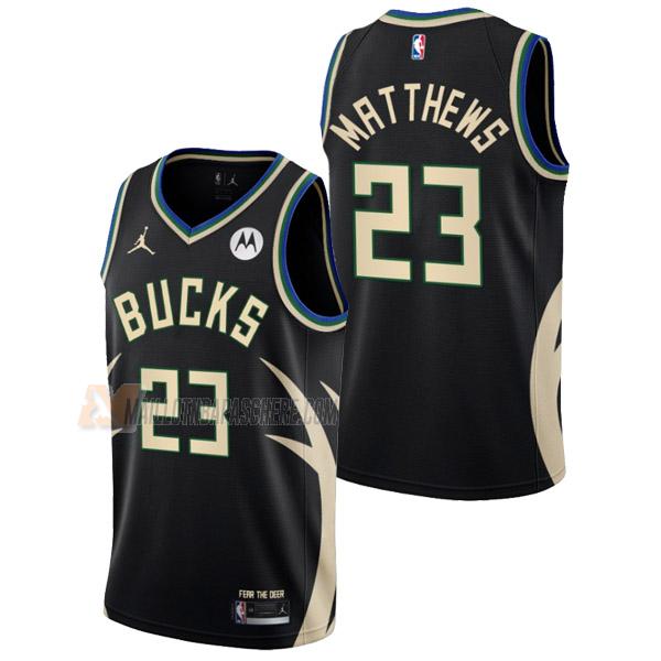 maillot wesley matthews milwaukee bucks de 23 homme noir statement edition 2023